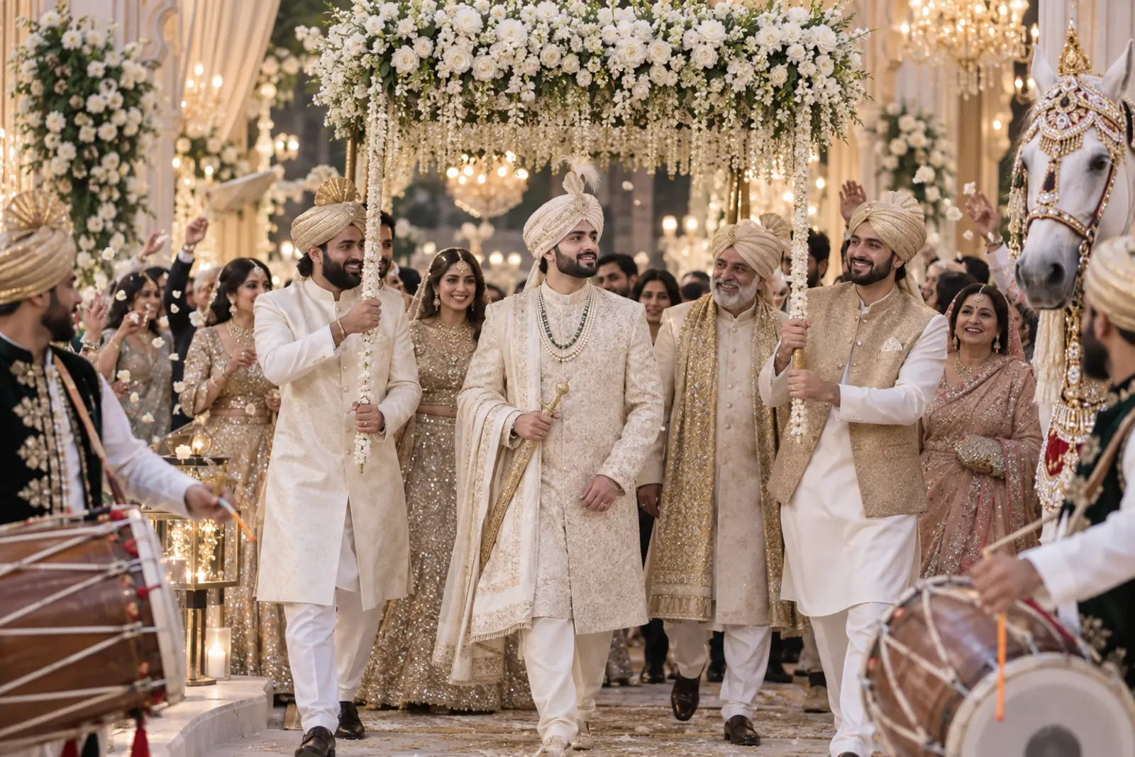 Groom entrance at a Pakistani Baraat