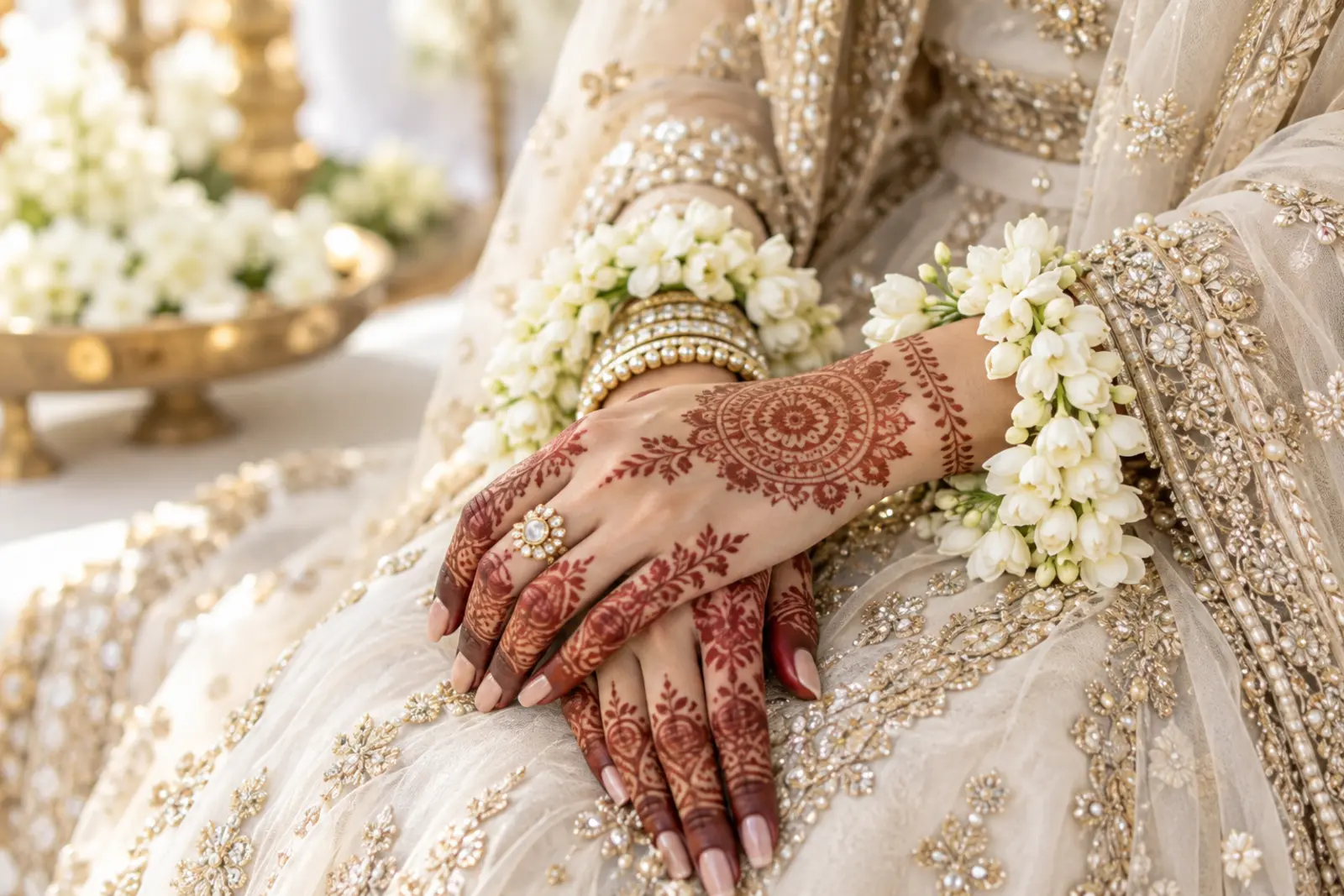 Bridal henna and jewellery detail photography
