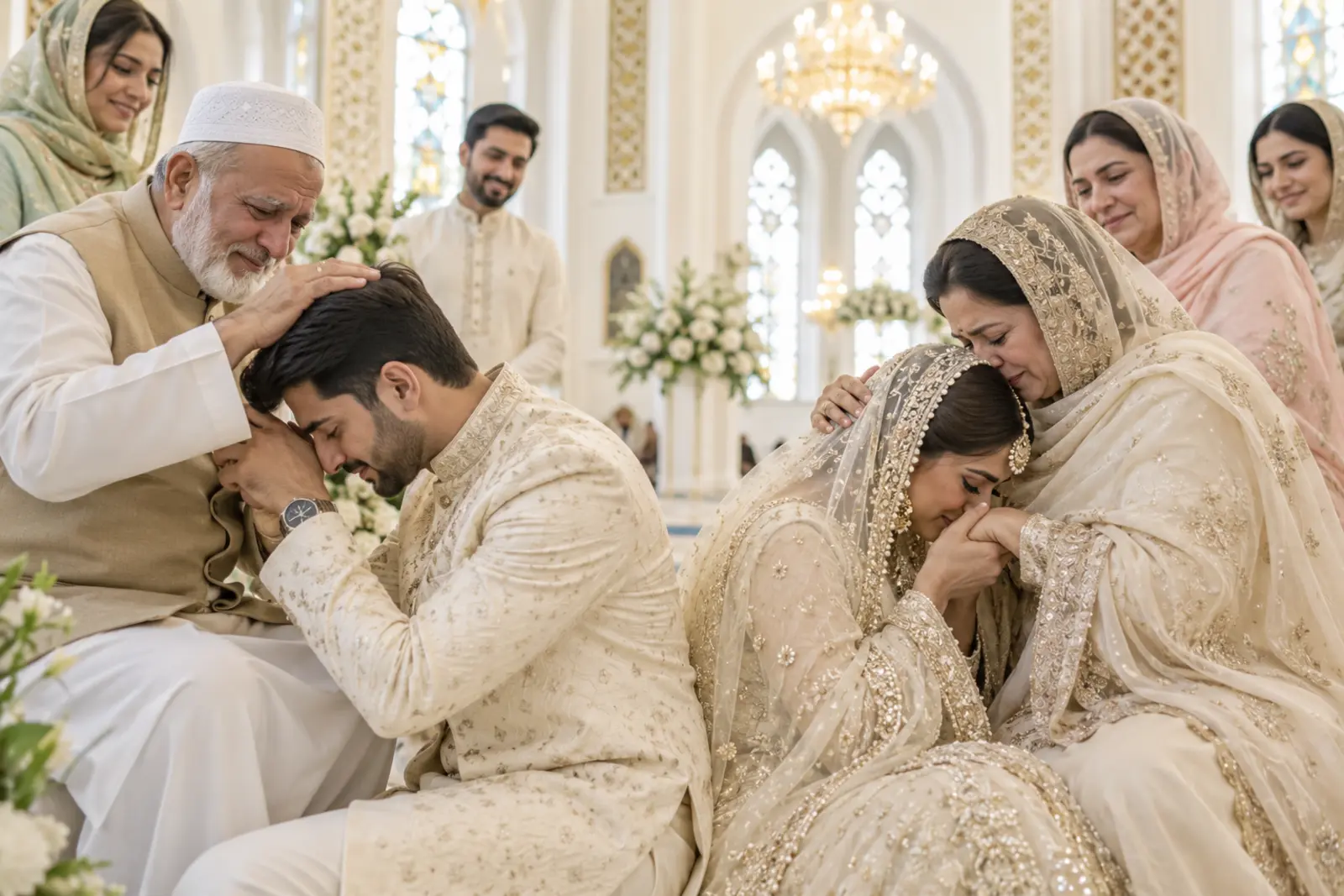 Family blessings during a Nikah ceremony